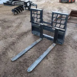 Skid Steer Pallet Forks on display