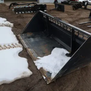 Skid Steer Snow Bucket on display